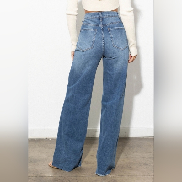 #224 SALE 🛑(7)  BOHO, CHIC, SEXY WIDE LEG DENIM JEANS - Picture 6 of 7